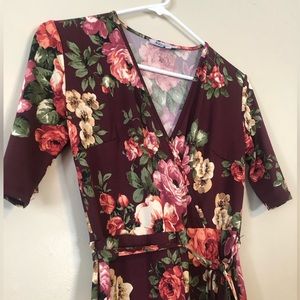 Maroon Floral Maxi Dress